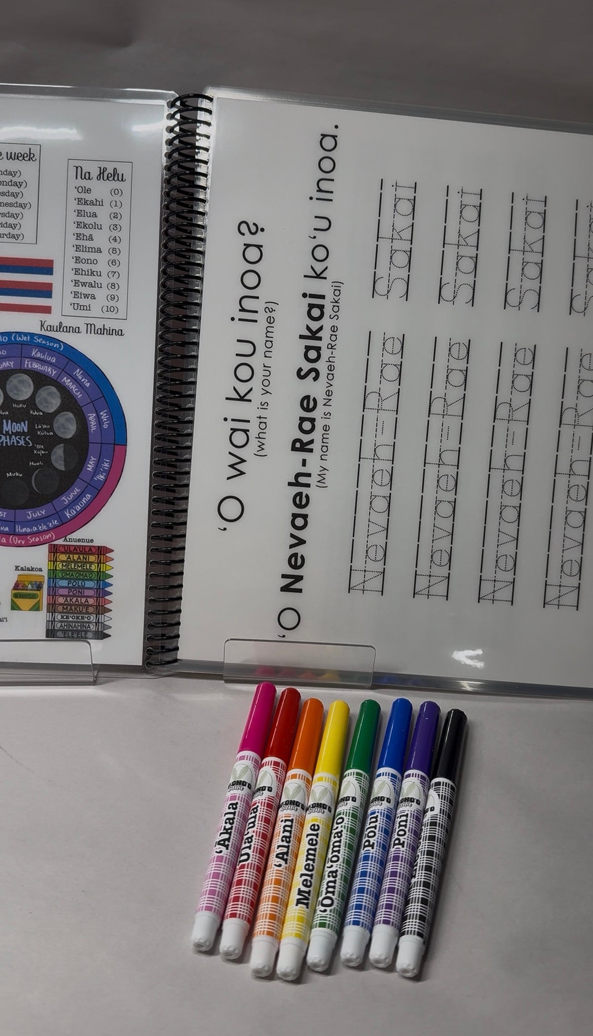 Personalized ʻŌlelo Hawaiʻi Dry Erase Learning Book
