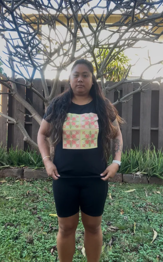 Quilt Square Tee - Pua Melia + Pua Kenikeni + Palapalai
